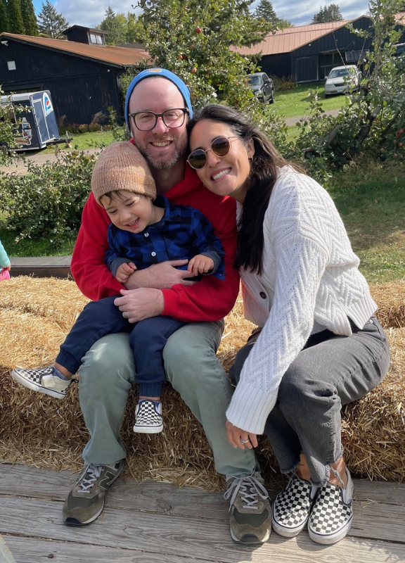 Stacey with her husband and son